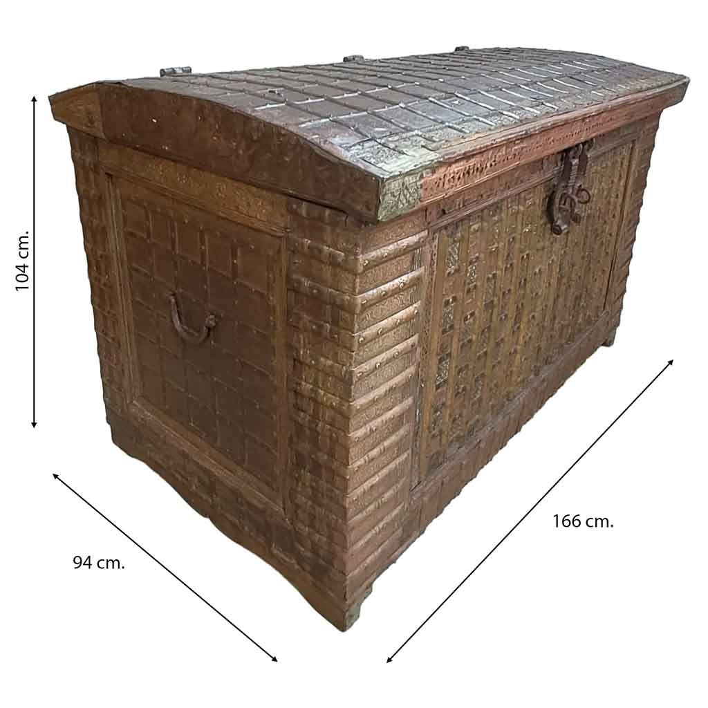 Baule in legno e metallo, artigianale marrone, 166x94x104h cm