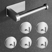Sostegno per carta igienica e appendiasciugamano 5 pezzi - sostegno per carta igienica senza foratura - appendiasciugamano da parete in acciaio inossidabile - per bagno, toilette, cucina, ufficio, argento.