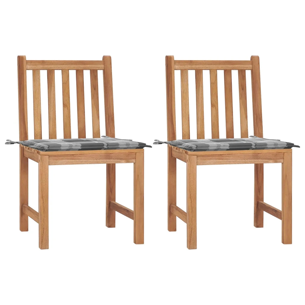 Sedie da Giardino 2 pz con Cuscini in Legno Massello di Teak