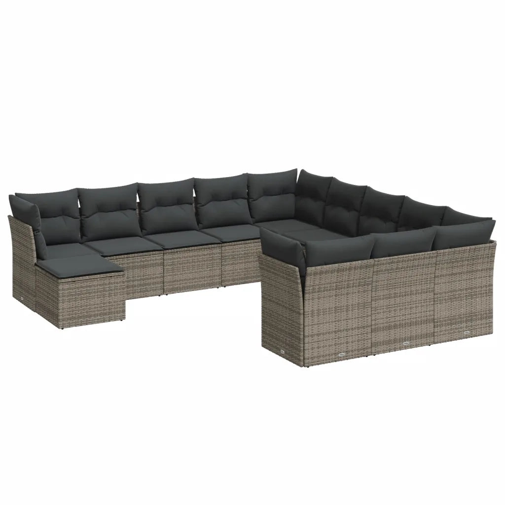 Set Divani da Giardino 12 pz con Cuscini Grigio in Polyrattan 3250469