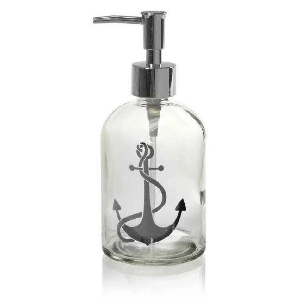 Trade Shop - Porta Sapone Liquido Dosatore Silver 450ml 8x18 Cm Vetro Decori Assortiti 775680 -