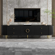 Mobile TV con ante a onde tridimensionali e cassetti; 180 x 40 x 38 cm; MDF nero