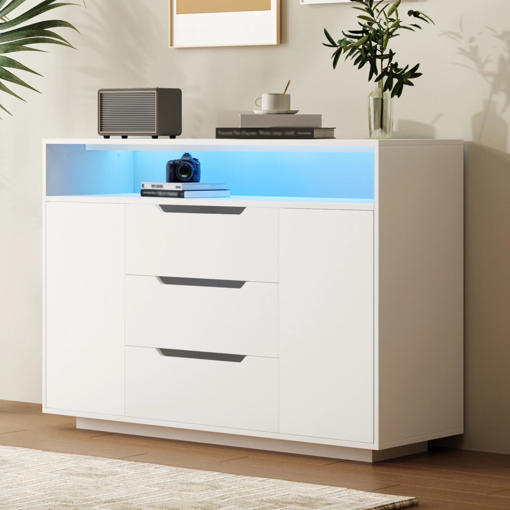 SIDEBOARD con ripiano aperto 120x40x85 cm bianco in legno ingegnerizzato