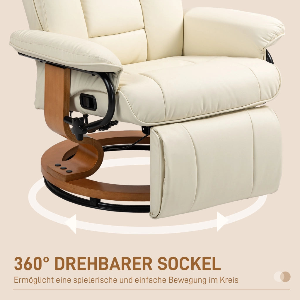 Poltrona relax girevole reclinabile in similpelle crema ¨C zephmum ¨C 150 kg