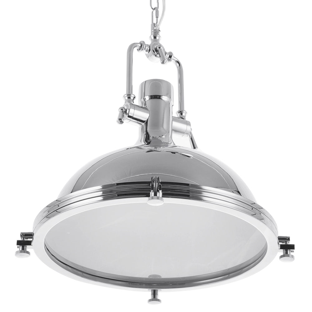 Lampada a Sospensione in Metallo Argento Cromato Task Illuminazione Industrial