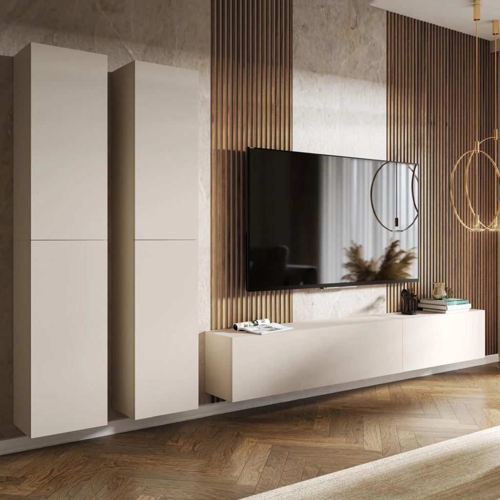 Mobile Soggiorno Haba, Parete Attrezzata Modulabile, Beige