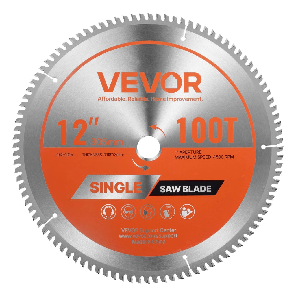 Disco Circolare per Troncatrice Ø 305 mm 100 Denti Foro 25,4 mm in Acciaio 65Mn per Taglio Alluminio e Legno Robusto per Fai da Te