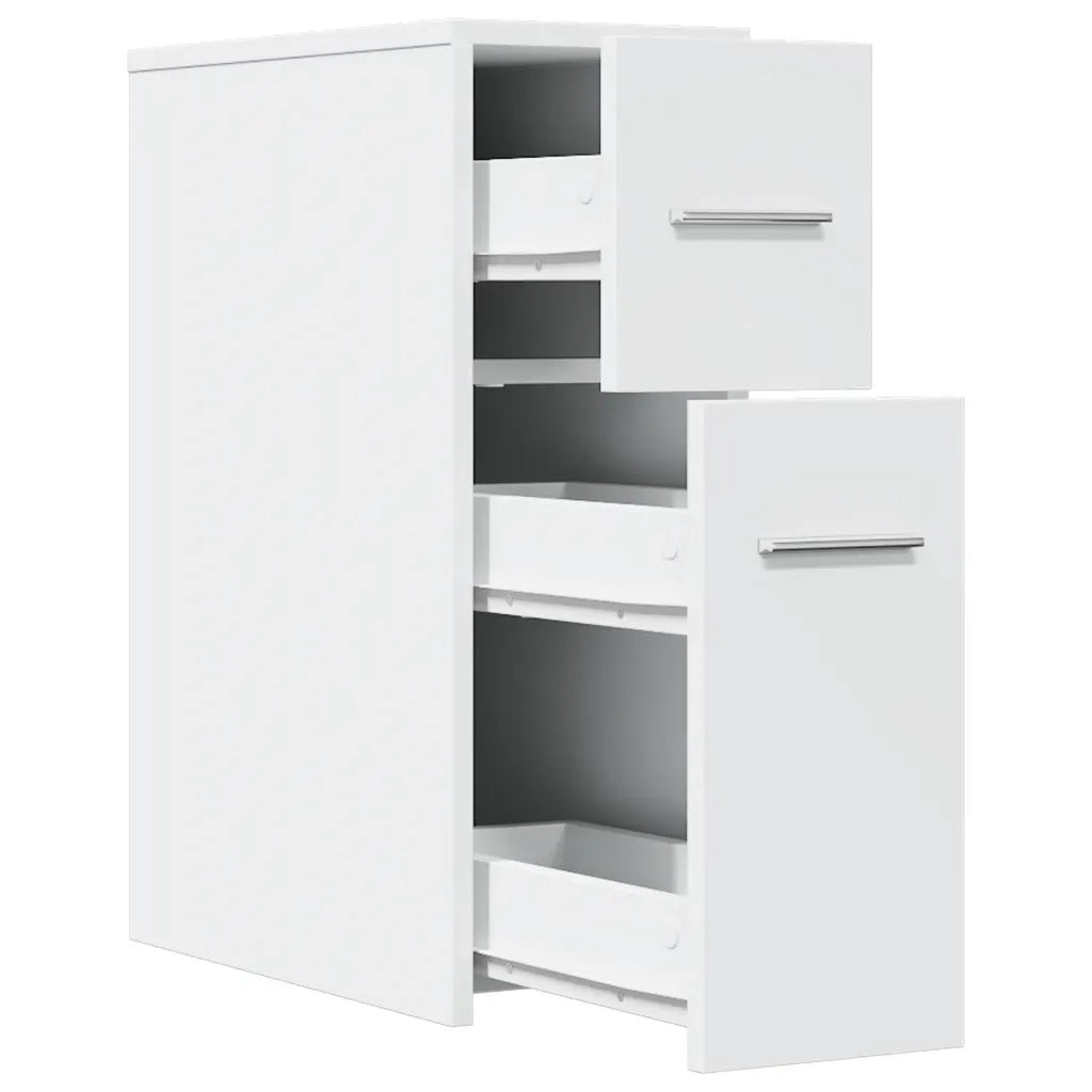 Armadietto da Bagno Stretto con Ruote Bianco in Truciolato 855277