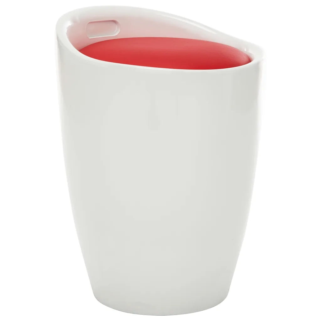 Sgabello con Contenitore Bianco e Rosso Vino Similpelle cod mxl 58431