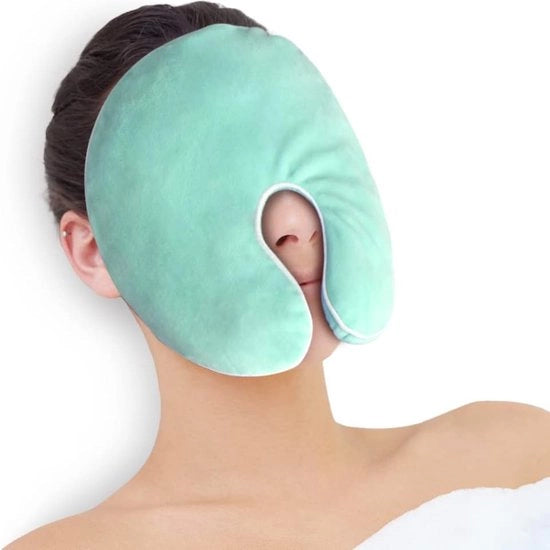 Slaapmasker riscaldante, ombrelloni per gli occhi per rilassamento, riduzione dello stress e miglioramento del sonno, terapia caldo-freddo, ombrelloni riscaldanti riciclabili, maschera per il rilassamento delle sinusiti, con rivestimento lavabile (verde)