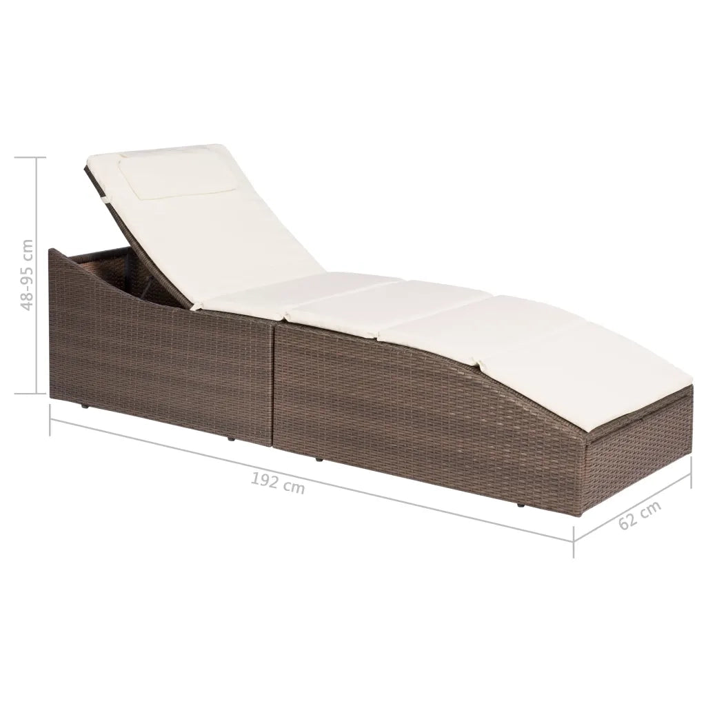 Sdraio da giardino | Lettino con Cuscino in Polyrattan Marrone