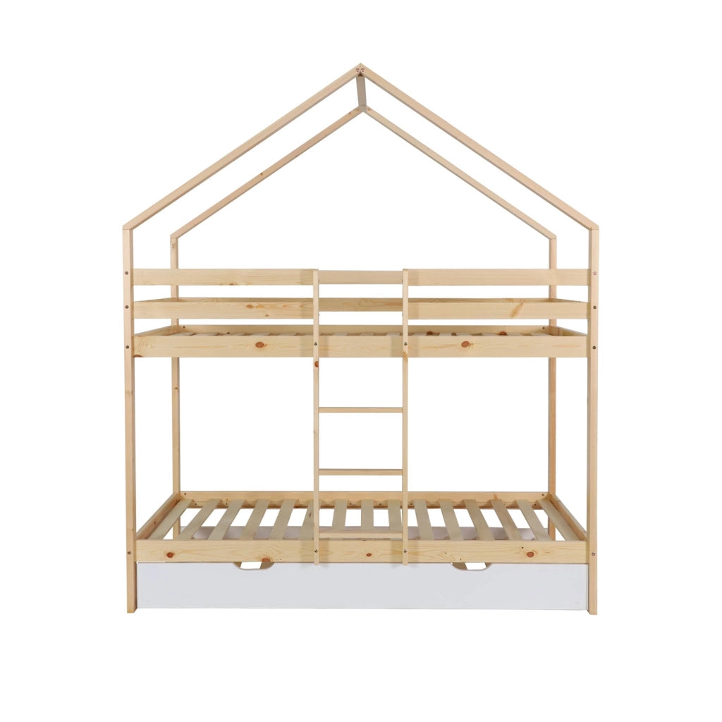 Letto a castello per bambini cabina 190cm pino naturale con cassetto,