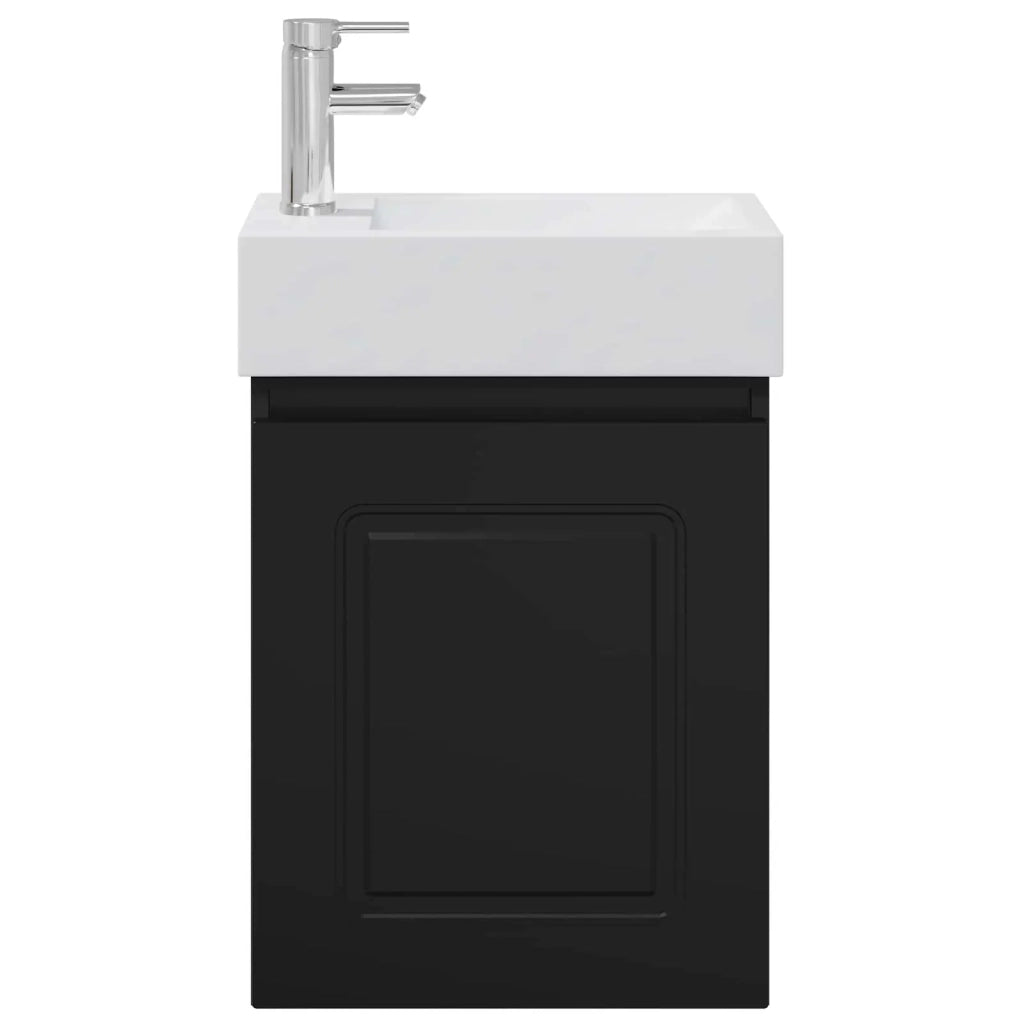Mobile bagno con rubinetto Nero 45,5 x 22,5 x 84 cm 889462
