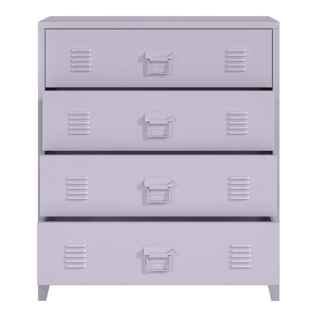 Cassettiera Hämeenlinna Comò in Acciaio con 4 Cassetti 92 x 80 x 40 cm Viola [en.casa]