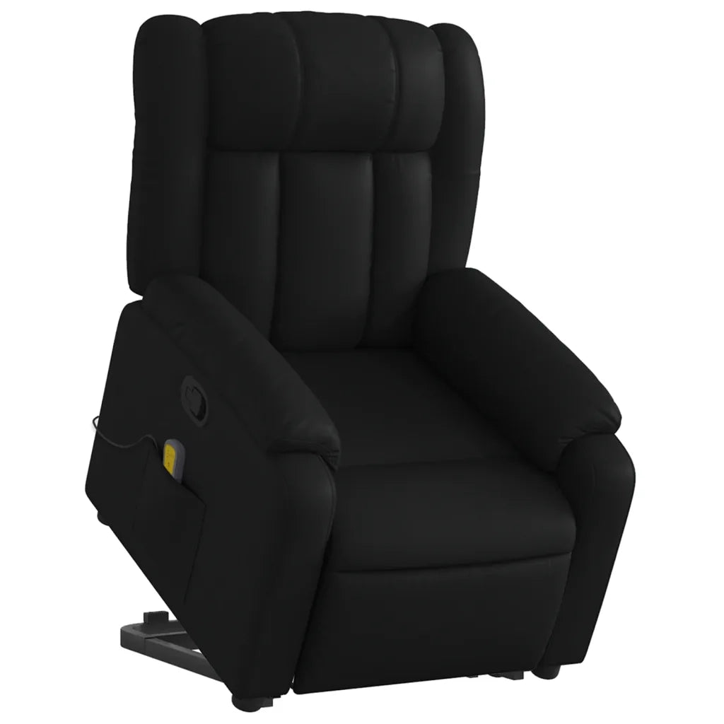 Poltrona | Sedia Relax Alzapersona Reclinabile Massaggio Nero Similpelle