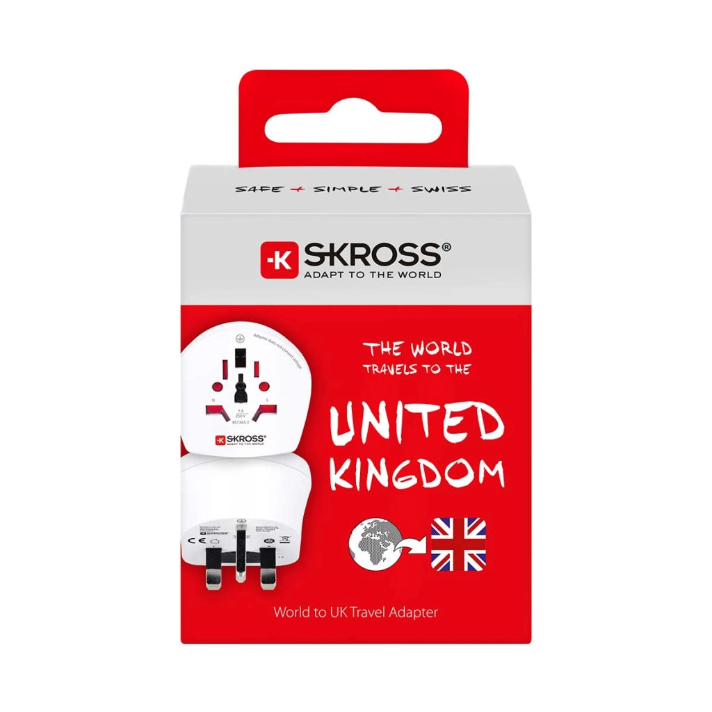 Adattatore da viaggio World Plug per il Regno Unito 12A Bianco Skross