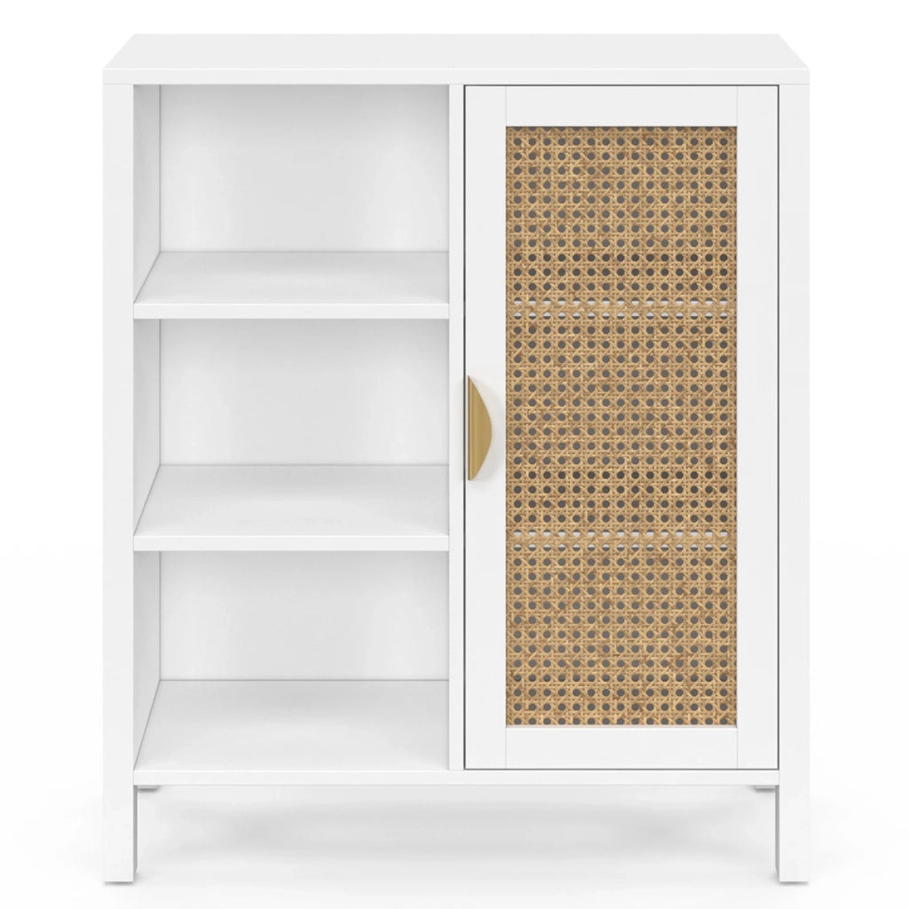 IDMarket - EDHEN credenza e armadietto bianco a 3 ripiani da 70 cm con teca