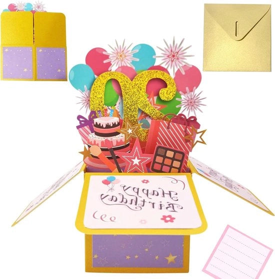 Carta di compleanno premium 20 anni, cartolina 3D con apertura a pop-up - regalo per donne, uomini, ragazze - amici, madri - A20