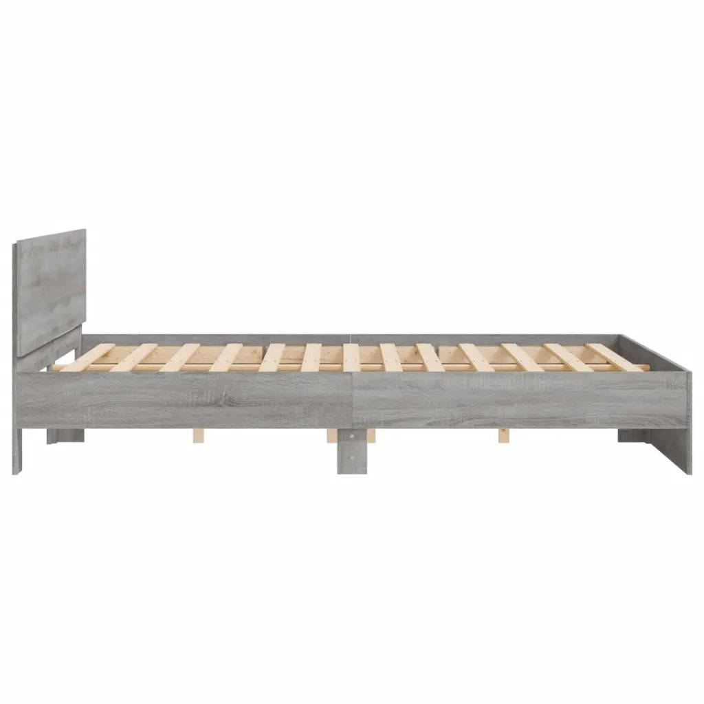 Giroletto con Testiera-Struttura Letto con testiera Grigio Sonoma 200x200 cm