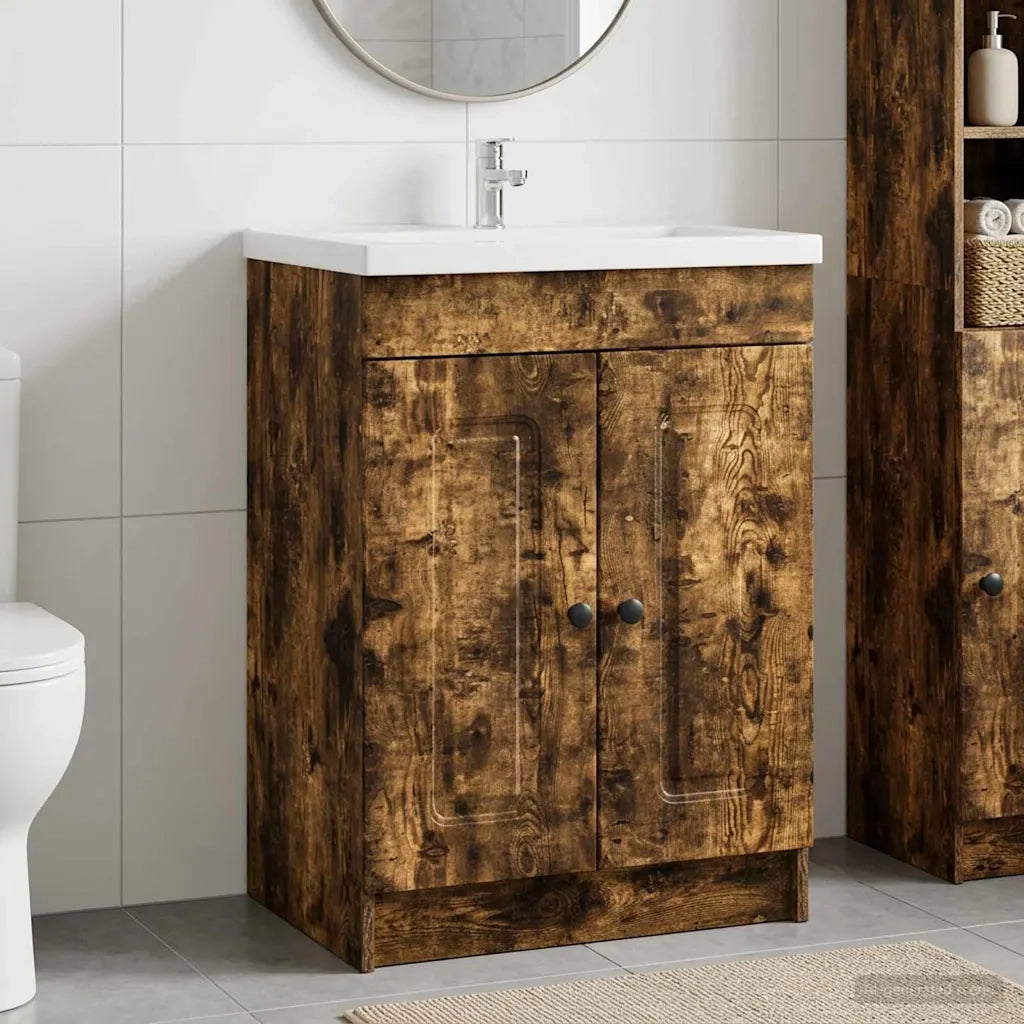 Mobiletto da bagno sotto il lavello Rovere Fumo 890009