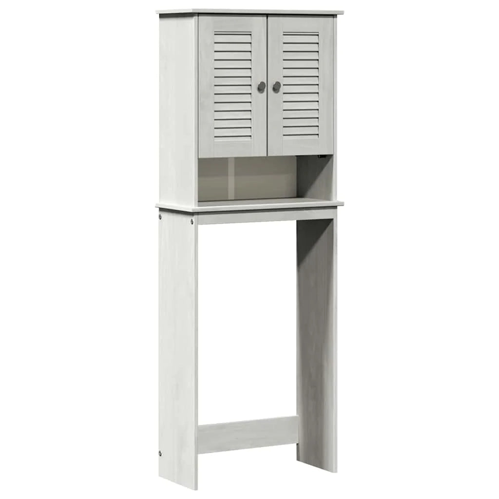 Mobiletto sopra il WC dal design moderno 60 x 27 x 161 cm con 3 ripiani salvaspazio in legno di pino bianco 02_0057920