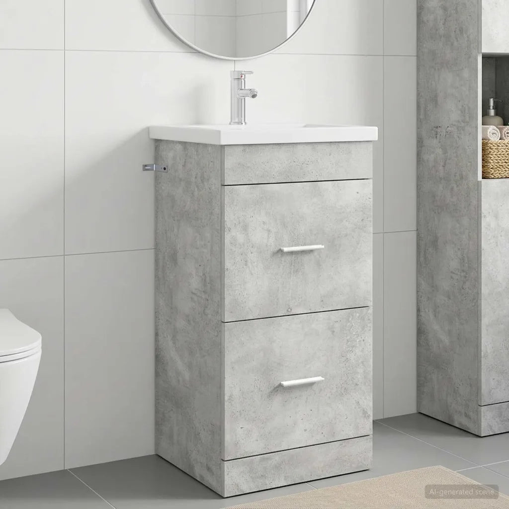 Mobile da bagno con lavabo Grigio Cemento 42 x 40 x 84,5 cm 890699