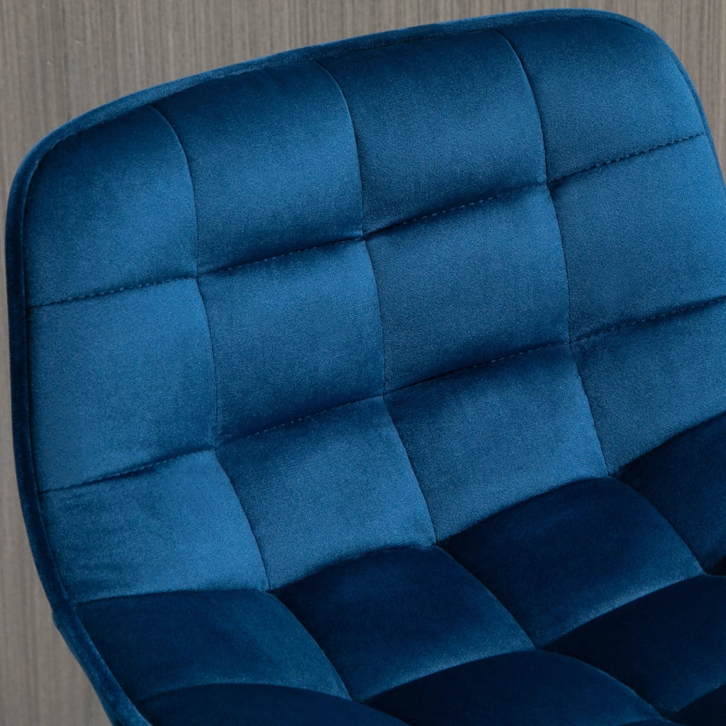Set 2 Sgabelli Imbottite da Bar 45x47x88 cm in Metallo e Tessuto Vellutato Blu