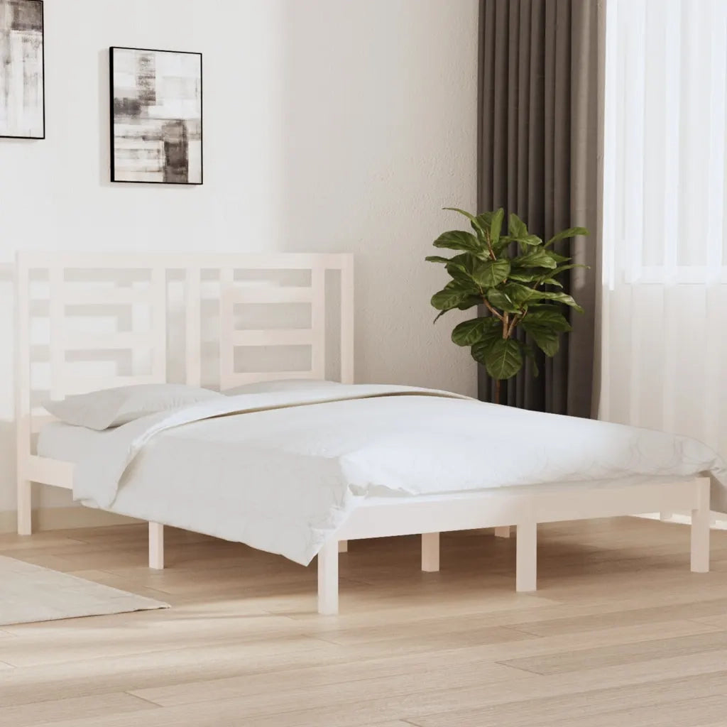 Letto senza Materasso Bianco 140x190 cm Legno Massello di Pino