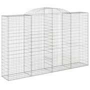 Cesto gabbione recinzione a gabbia muro di contenimento ad arco 300 x 50 x 180/200 cm ferro zincato argento 02_0040062