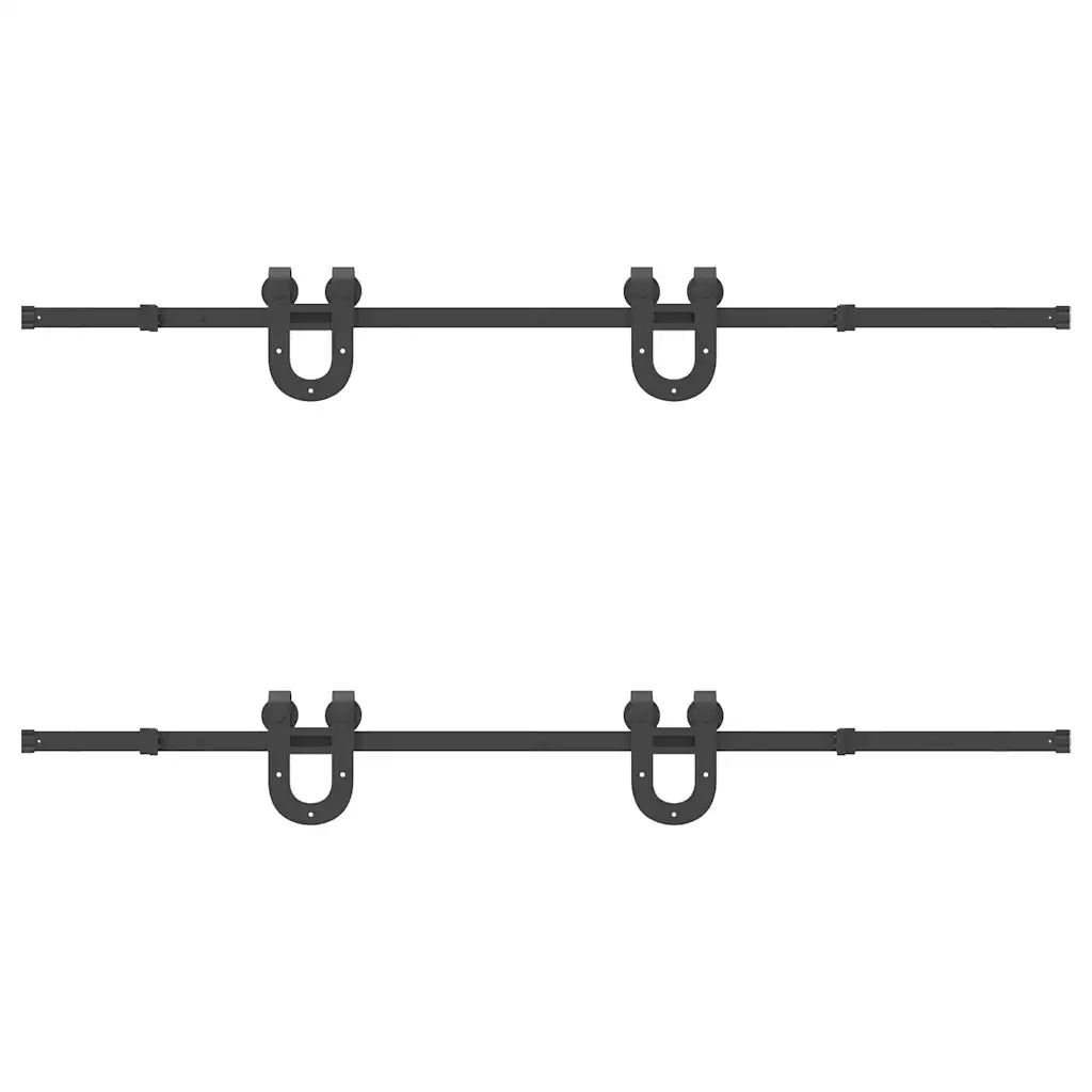 Kit di Binari per Porte Scorrevoli 200 cm Acciaio Nero 3295734