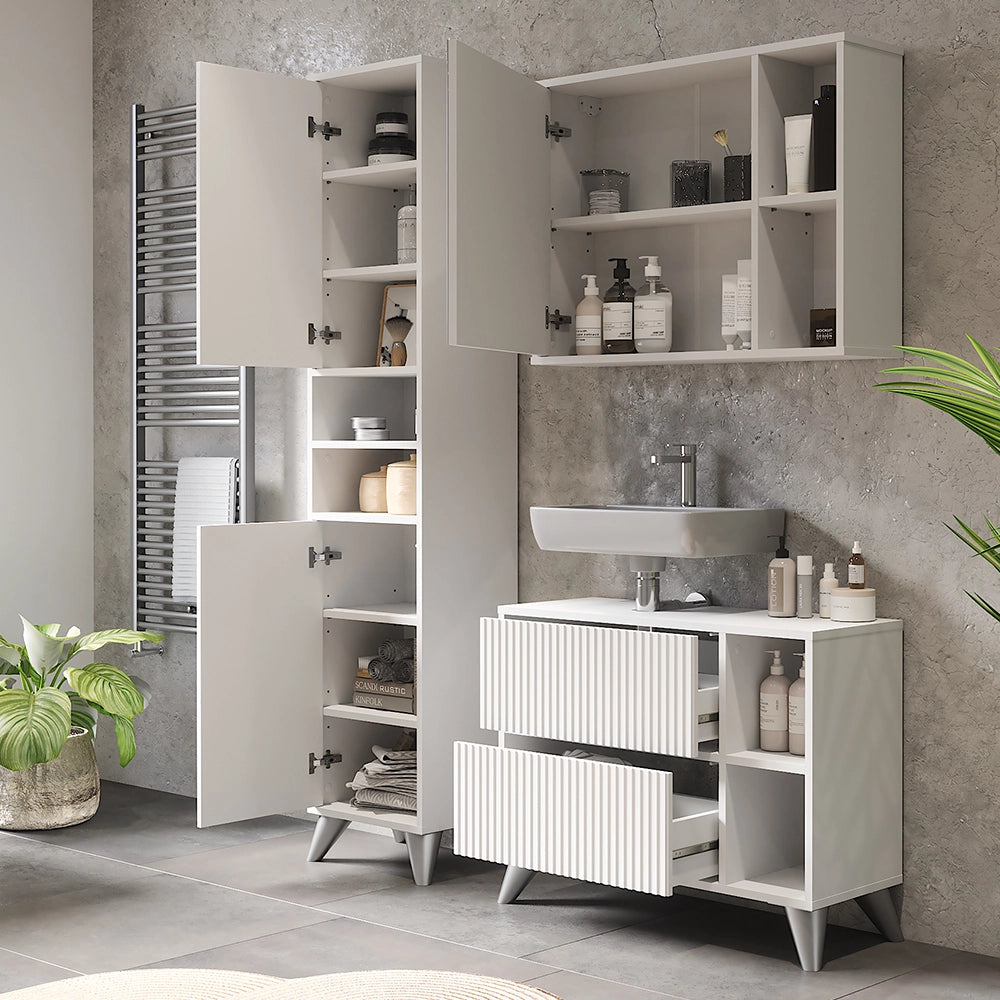 Vicco Set di mobili da bagno Bianco 80 cm, set 3