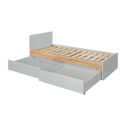 Letto bambino 90x200 collezione BIBOU, color grigio e rovere. Cassetti inclusi