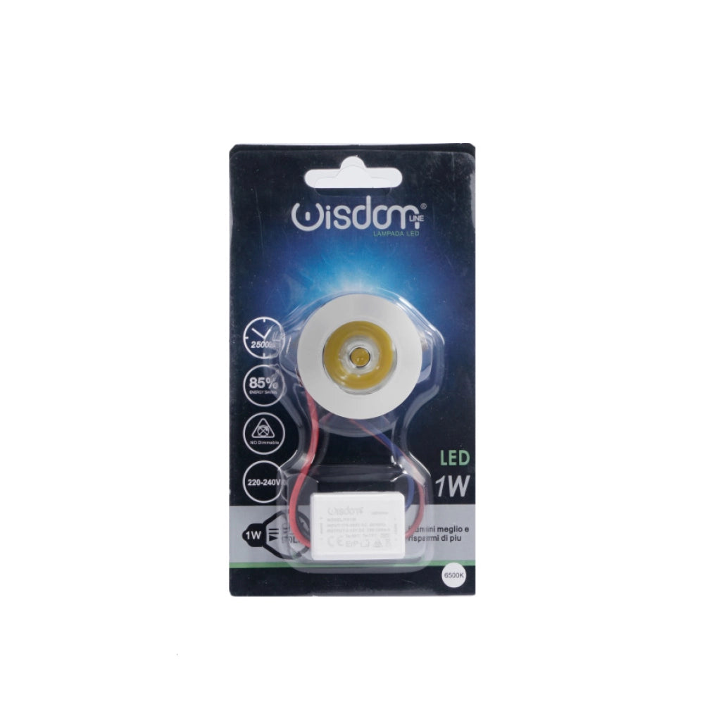 Punto luce led da incasso 1w bianco tondo blu
