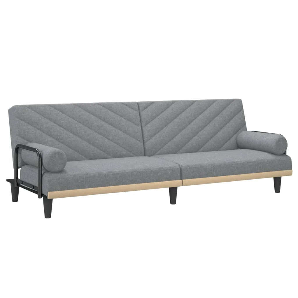 Divano letto con braccioli 205 x 89 x 70 cm tessuto grigio chiaro 02_0021015
