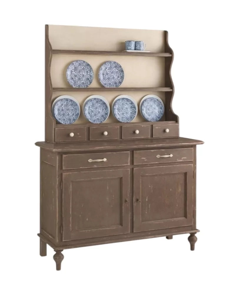 Madia credenza piattaia legno shabby grigio consumato 137x50x200 (516+517) - Mobili 2G