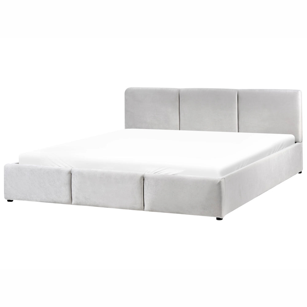 Letto Ottomano Grigio Chiaro Velluto Tappezzato 180 x 200 cm Testiera Travestita Funzione Contenitore