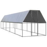 Pollaio/recinto/gabbia per polli da esterno 2 x 10 x 2 m acciaio zincato argento 02_0043991