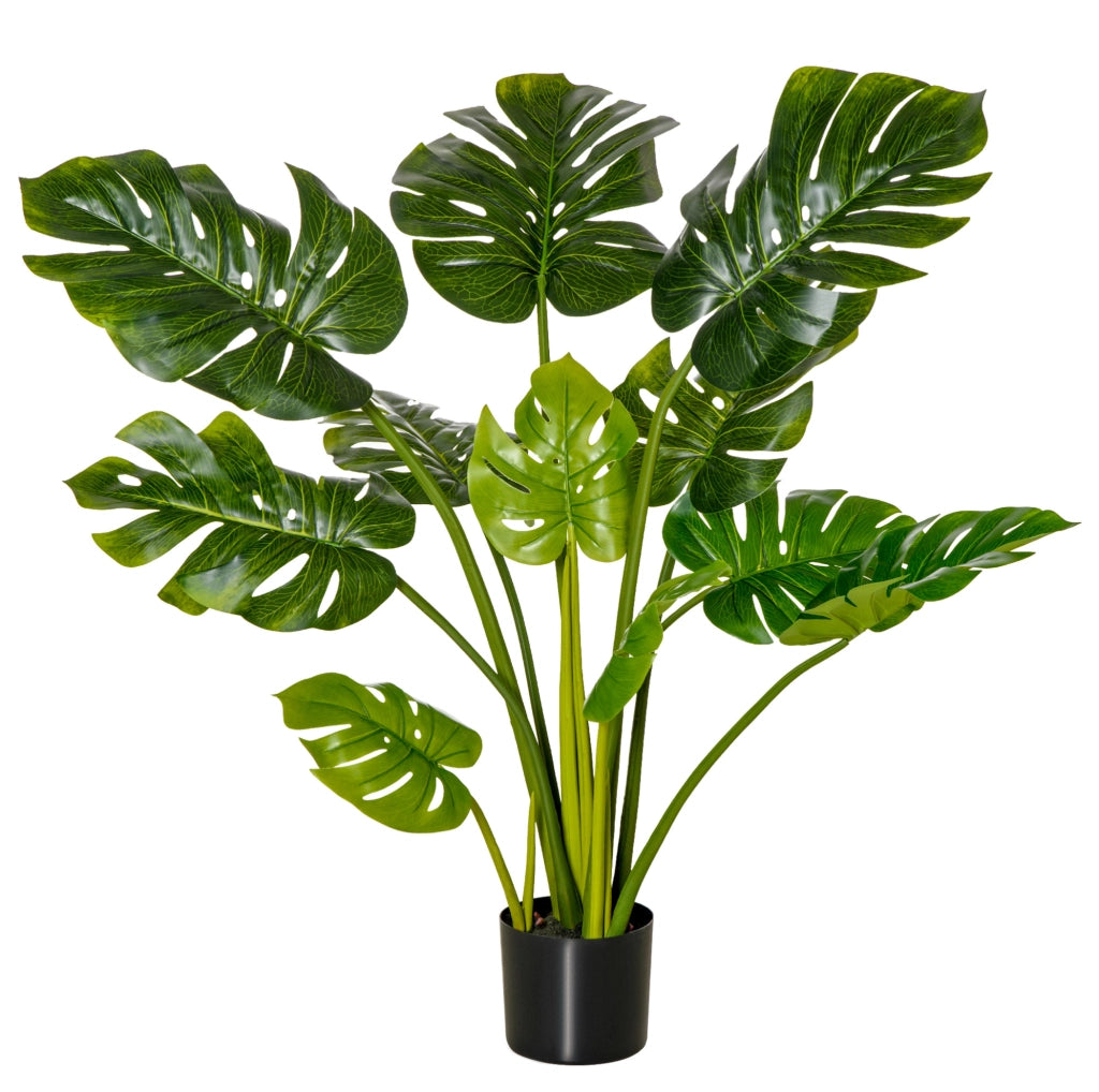 Pianta artificiale Monstera 110 cm con vaso in plastica, decorazione per interni ed esterni