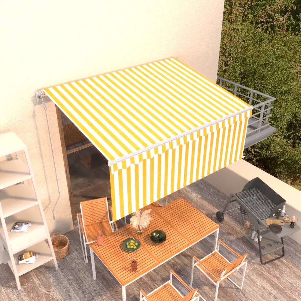 Tenda Retrattile Automatica Parasole 3,5x2,5 m Gialla e Bianca   cod mxl 58151