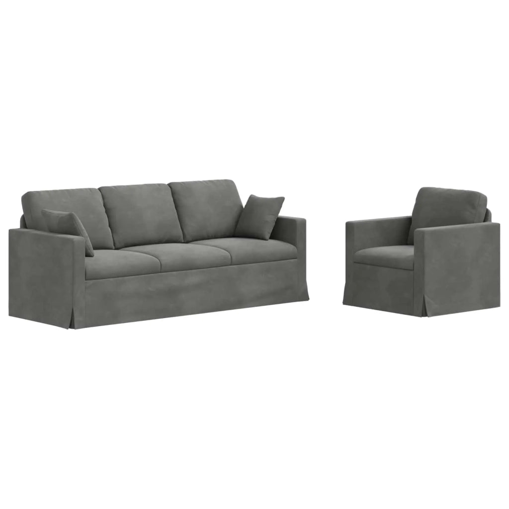 Set di divani 2 pcs Grigio scuro 198 x 78 x 80 cm Velluto 3407596