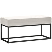 Panca da Ingresso Moderna con Seduta Imbottita ¨C Minimal ¨C Crema, Acciaio e Tessuto Vellutato, Piedini Regolabili 94x42x44 cm