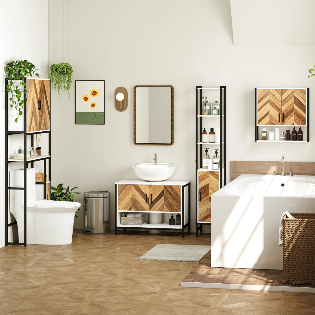 Armadietto Pensile per Bagno con 2 Ante e Ripiano Regolabile ¨C zephmum ¨C 59x20x60 cm Multicolore