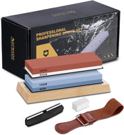Set di abrasivi per affilare coltelli, abrasivo professionale con grana 400, 1000, 3000 e 8000 per affilare coltelli con base antiscivolo, pietra liscia, guida angolare, guida di affilatura