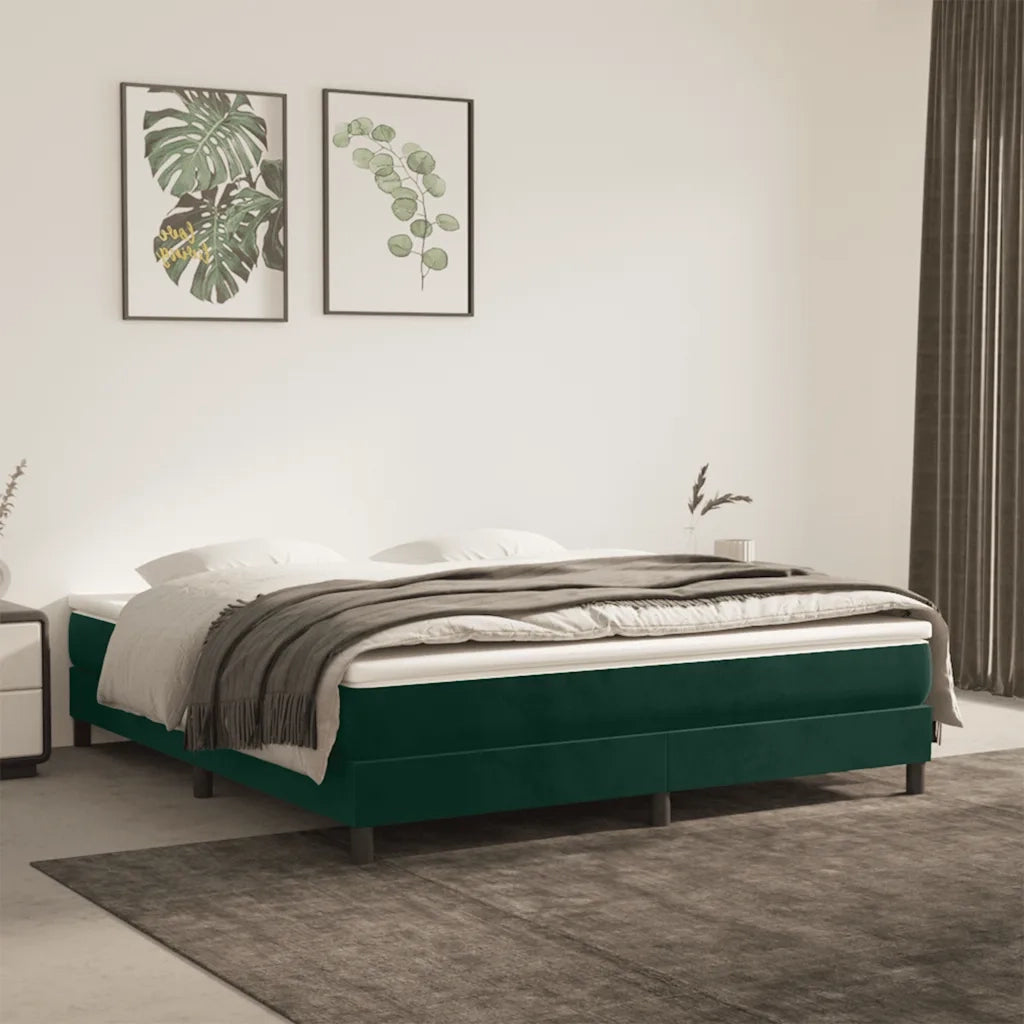 Struttura Letto a Rete a Molle-Giroletto Verde Scuro 180x200 cm in Velluto 529807