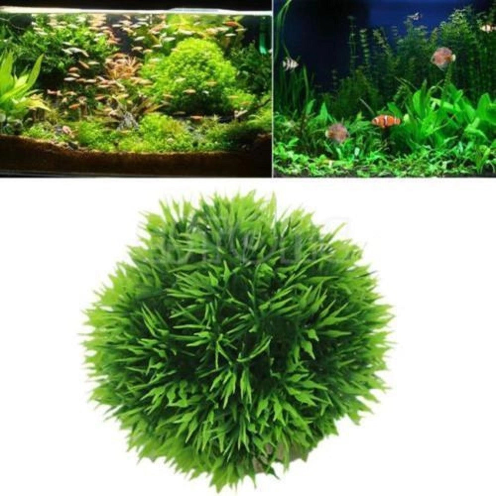 Trade Shop - Pianta Piantina Artificiale Per Acquario Piante Finte Plastica Cespuglio Verde -