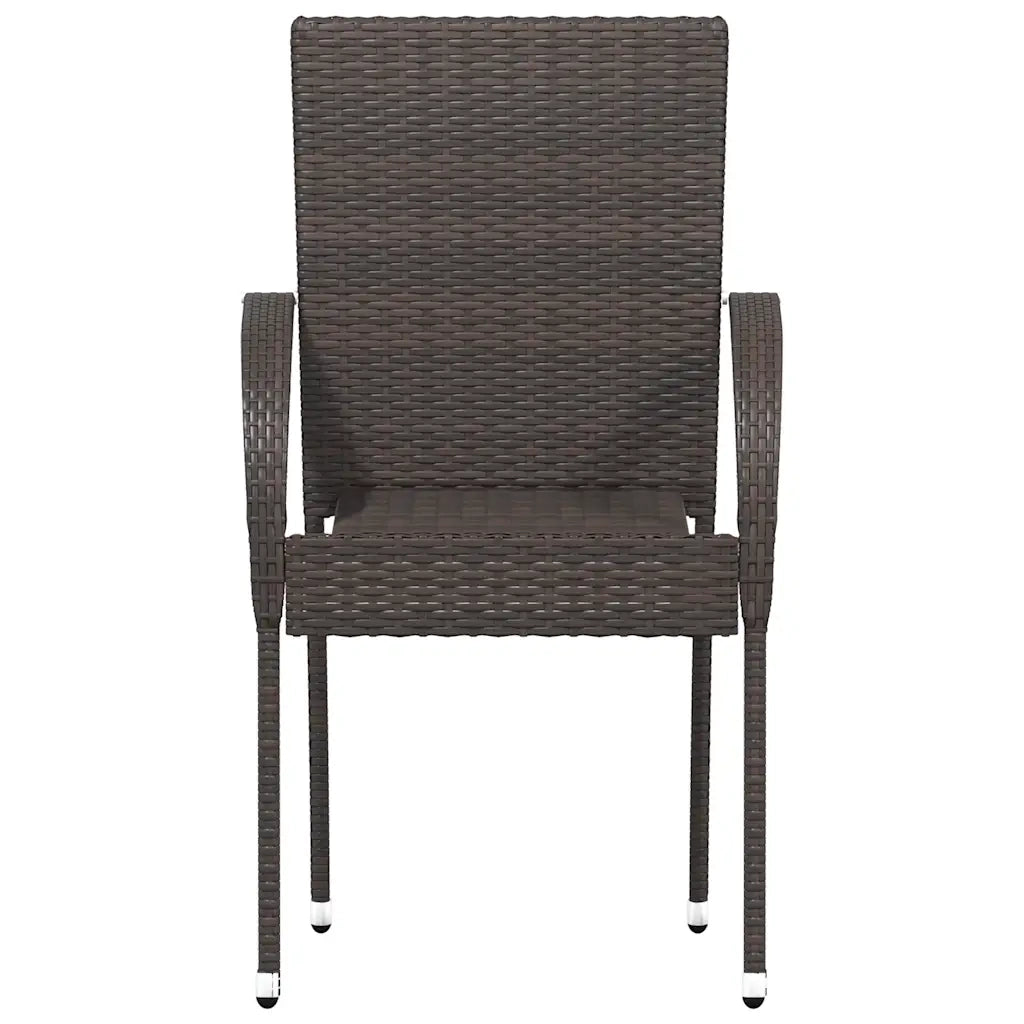 Sedie da Esterno Impilabili 4 pz in Polyrattan Marrone
