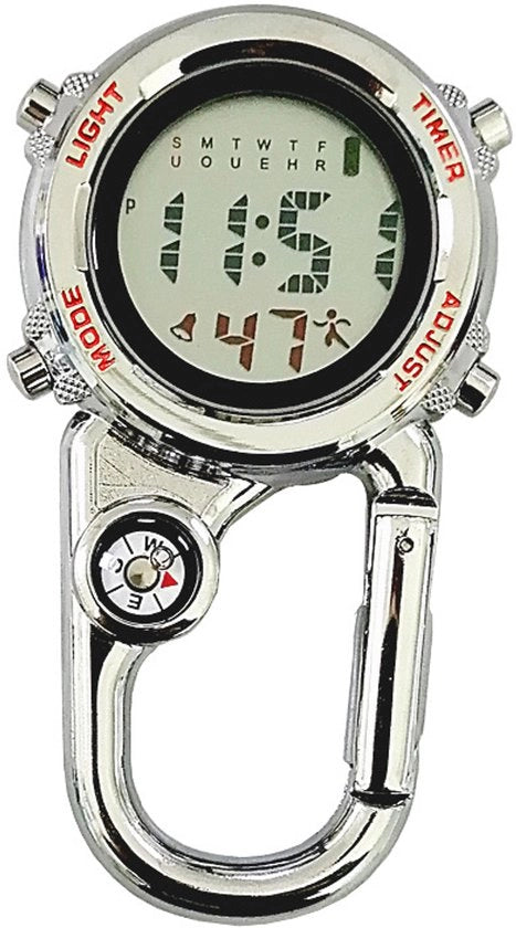 Orologio da carabina, orologio digitale con meccanismo a quarzo – Orologio multifunzionale con carabina, bussola e display luminoso, adatto per l'uso sulla tasca dei medici e dei soccorritori. Display digitale luminoso.