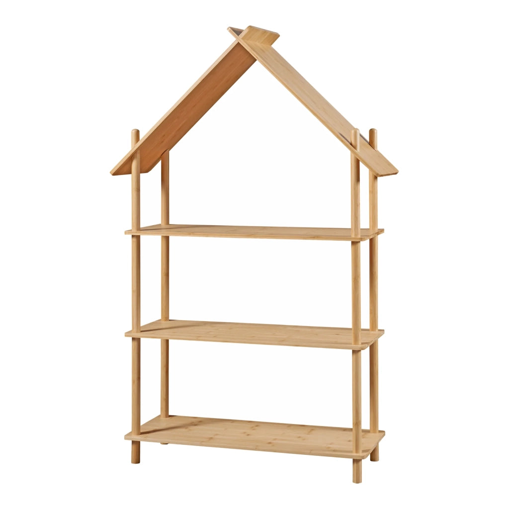 Libreria per bambini a tre ripiani a forma di cabina di bambù 137 x 90 x 30 cm bambù naturale 03_0009005