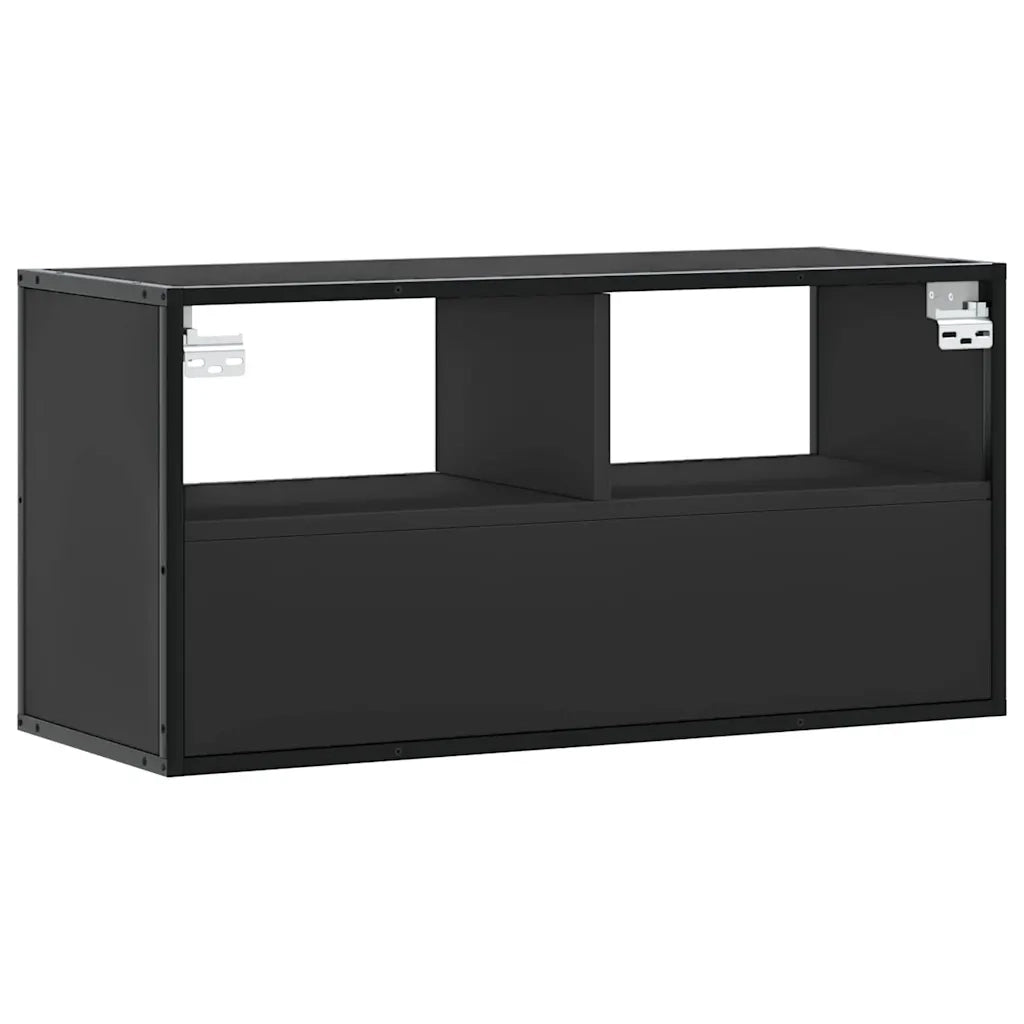 Mobile TV | Armadietto TV | Mobile Porta TV Nero 80x31x39,5 cm in Truciolato e Metallo