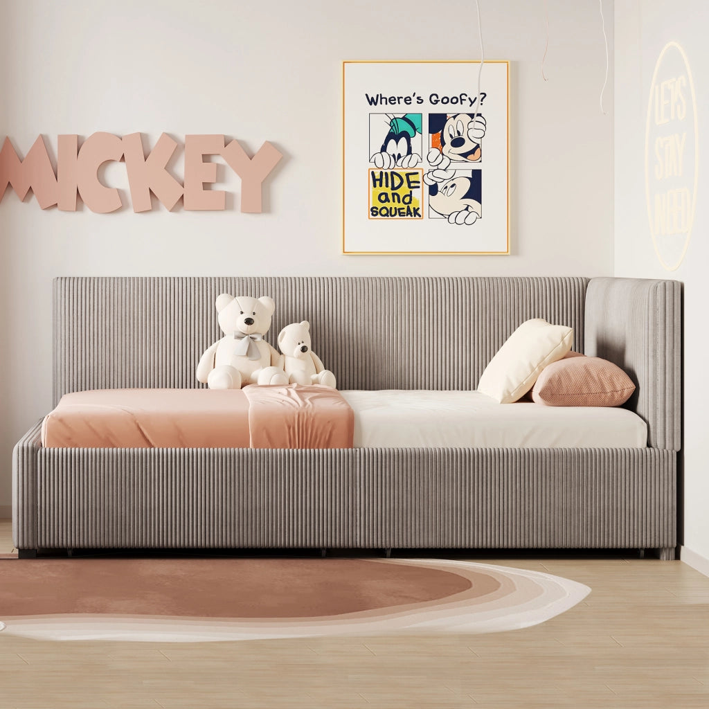 Letto poltrona funzionale in velluto grigio 90x200 cm